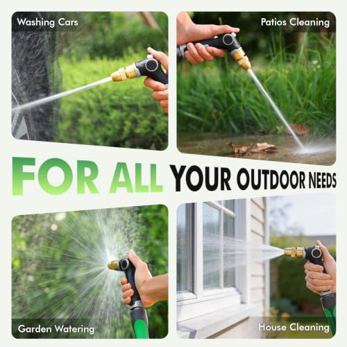RESTMO Garden Hose Nozzle, Heavy Duty Water Hose Sprayer for Outdoor | Zinc Alloy Metal, Thumb Control, Precise Flow, Adjustable Spray Patterns, Leak-proof, Ideal for Lawn & Plant & Car, Silver - color: Silver