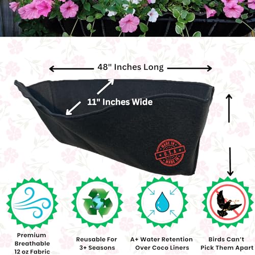 48 Inch Fabric Trough Coco Liner Replacement for Window Basket Flower Planter - 48" EZ Swap Coconut Coco Fiber Alternative for Hayrack Planters. Use 3+ Seasons - Made in Green Bay, WI (2-Pack) - size: 48" Inch (2-Pack)