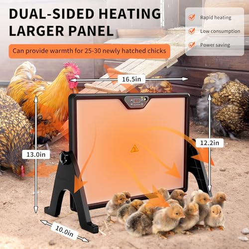 Chicken Coop Heater, 360° Rotatable Dual-Side Chick Heating Plate with Precise Temp Control, Brooder Warmer for Poultry, Pets, Home Breeders, Fits Chicken Coops & Pet Incubators