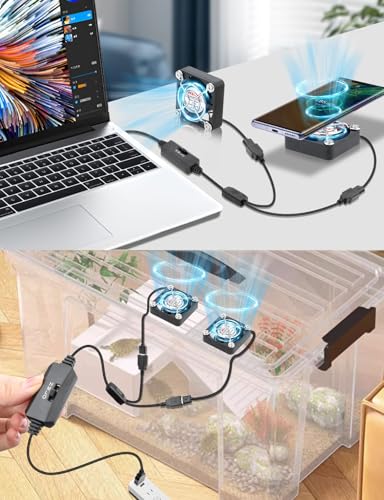 Wathai 2pcs 40mm USB Cooling Fan 5V 4010 Mini PC Fan with Speed Controller | 2-in-1 speed controller Small Computer USB Fans for Welding Helmet, Aquarium, Terrarium, Camera, VR Receiver DVR PS4 Xbox - size: 40x10mm (5V)