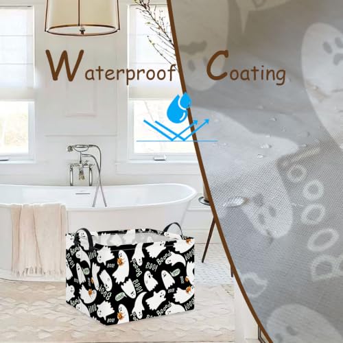 NTAO Gift Storage Basket Empty for Halloween, Storage Bin with Handles, Room Decor, Book Box(Black Ghost Boo) - color: Black Ghost Boo