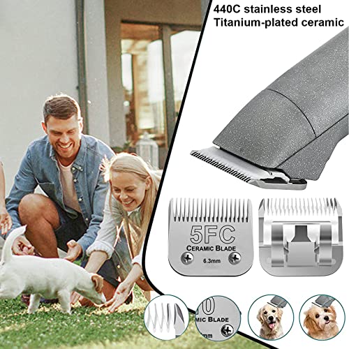 5FC Blade Dog Grooming Clipper Blades,Compatible with Andis Dog Clipper | Grooming Blade for Oster A5,Wahl KM Series Detachable Ceramic Blade & Stainless Steel Blade,Size-5 FC 1/4-Inch Cut Length - color: 5fc:1/4''(6.3mm)
