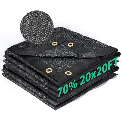 Kesfitt 70% Shade Cloth 20x20 ft, Breathable HDPE Mesh Sun Shade Tarp for Garden & Greenhouse, UV Resistant Outdoor Shade Fabric with Copper Grommets for Plants, Patio, Yard - size: 20ftx20ft, style: 70% Shading Rate