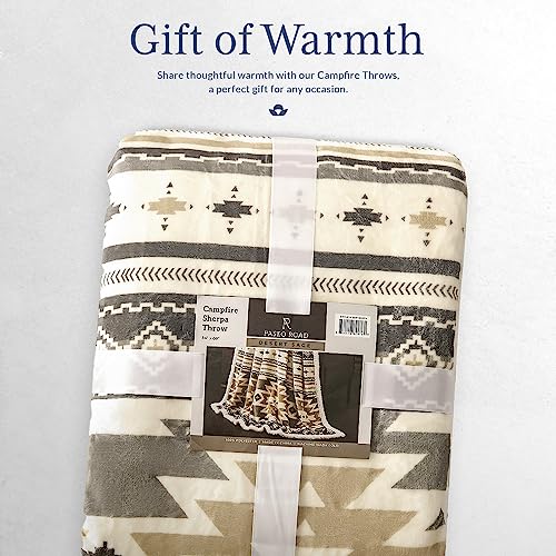 Paseo Road Indigo Hill by HiEnd Accents Desert Sage 54x68 Throw Blanket | Aztec Tribal Navajo Print, Western Southwestern-Style Sherpa Fleece Blanket for the Couch, Sofa, Bed, or Camping - color: Desert Sage Aztec
