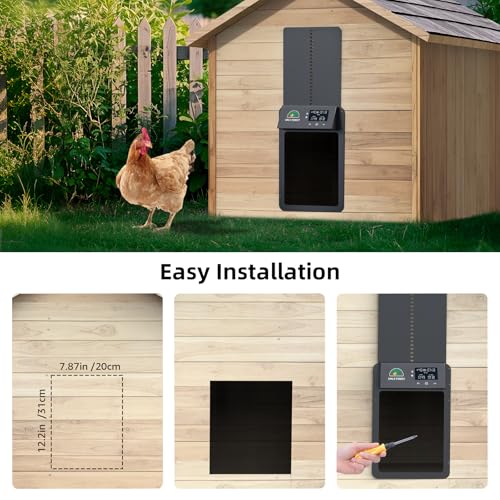 Aluminum Alloy Chicken Door, Automatic Chicken Door with Timer & Light Sensor