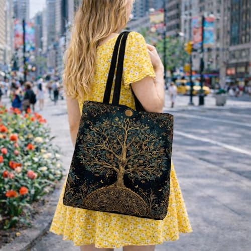 Vintage Floral Canvas Tote Bag, Aesthetic Botanical Reusable Grocery Bags for Women, Elegant Floral Lover Gift Tote - color: Color32