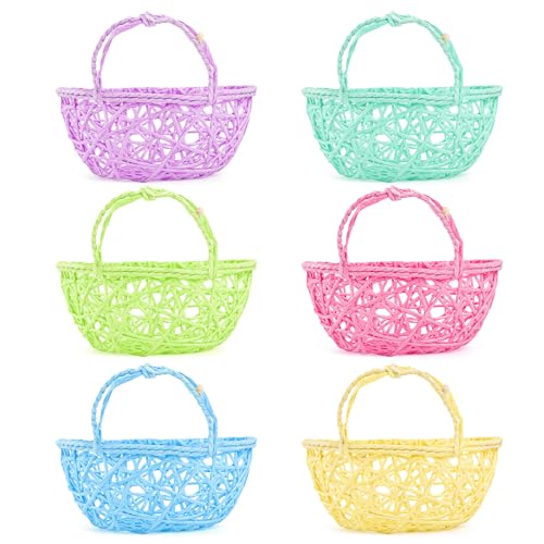 6 Pcs Easter Egg Baskets - Handmade 6 Colors Easter Baskets | for Easter Theme Garden Party Favors, Easter Eggs Hunt, Easters Goodies Goody, Basket Fillers