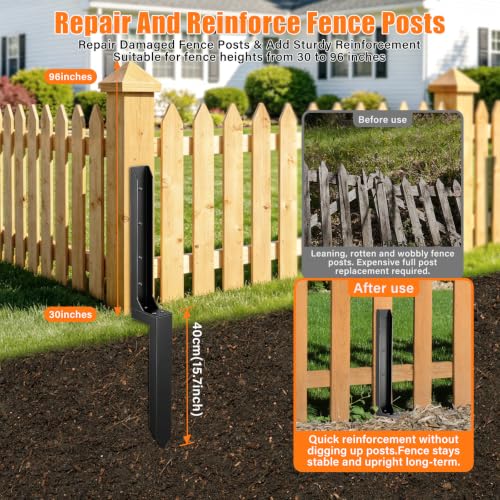 6 Pcs Fence Post Repair Kit,4×4/6x6 Fence Post Support,Heavy Duty Post Anchor Ground Spike with Double-Layer Thickened Fence Post Anchor & Stakes for Repair Tilted, Broken Wood Fence Post - size: Split