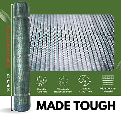 Shade Cloth Roll (5'10"x100 ft - 60% - Green) | Green HDPE UV Resistant Breathable Eyelets Sun Protection for Greenhouse Garden Fence Pergola Patio Flower Plant Kennel - size: 5'10"x100 ft - 60% - Green