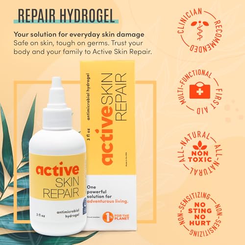 Active Skin Repair First Aid Healing Skin Hydrogel - Natural & Non-Toxic Repairing Ointment with Hypochlorus Acid for Minor Cuts, Wounds, Scrapes, Rashes, Sunburns, & More, 3 oz (Pack of 2) - color: Hydrogel, size: 3 Fl Oz (Pack of 2)