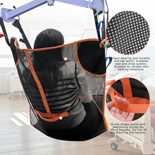 Universal Full Body Patient Lift Sling, Transfer Sling for Elderly & Disabled with Padded, Patient Aid Lift Medical Sling for Shower Bath, Transfer, Positioning and Lifting (Black) - size: L