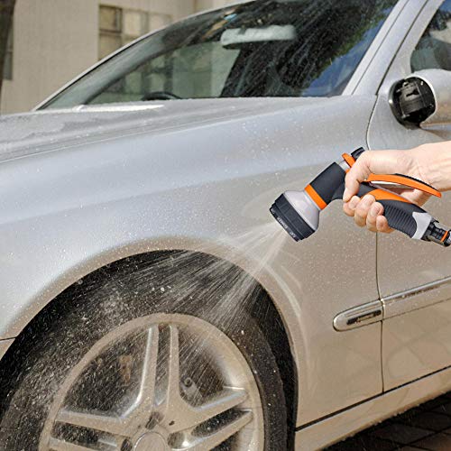 Garden Hose Nozzle 2 Pack Heavy Duty Hose Spray Gun 8 Way High Pressure | Hand Sprayer Spray Nozzle for Watering Lawn Car Washing Pet Bathing Sidewalk Cleaning