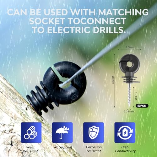 656ft Electric Fence Polywire with 50Pcs Electric Fence Insulators&1 Insulated Sleeve,6 Stainless Steel Strands for Reliable Conductivity&Rust Resistance,Portable Electric Fence Wire Kit for Livestock