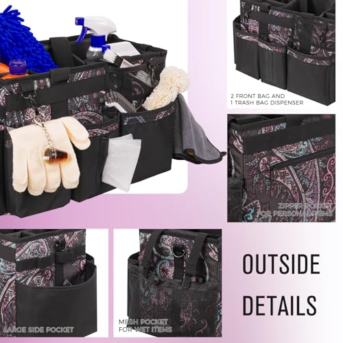 SCAVATA Wearable Cleaning Caddy, Cleaning Caddy Supplies Organizer with Handle & Shoulder Straps for Housekeepers, Under Sink & Car Cleaning Tool Organizers Bag with 4 Foldable Divider (Totem) - color: Totem