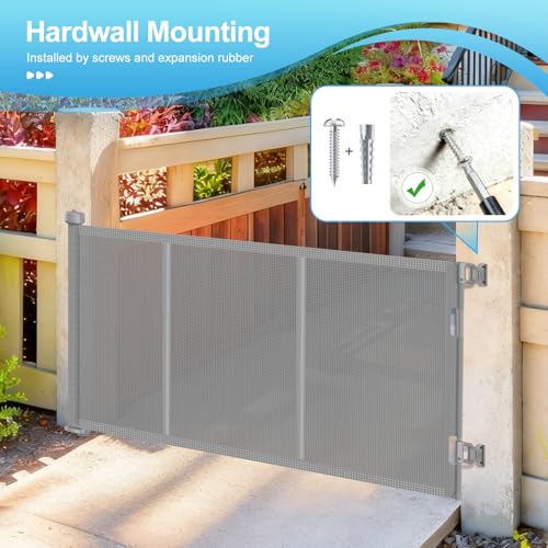 EZIGO Retractable Baby Gates Replacement Parts for 100/120 inch Dog Gate | Full Set Wall Mounting Accessories Including Brackets, Latches, Screws for Extra Wide Baby Gate Retractable Dog Gate, Gray - color: Gray, size: Medium