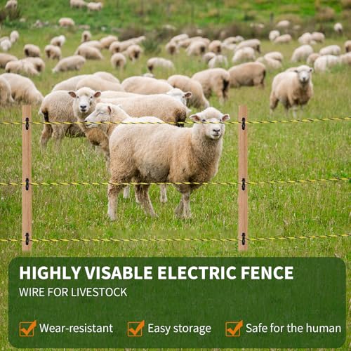 3445ft Electric Fence Polywire, 9-Strand Stainless Steel, 1/8" Diameter | 9 Strands 304 stainless + 30 poly; 330lb break; High conductivity; UV resistant; for horses, cattle, goats,rotational grazing - size: 3445 Feet