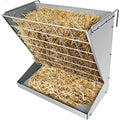 Wall Mount Hay Rack, Metal 2 in 1 Hay and Grain Feeder | Goat Hay Feeder,Livestock Feeder with Adjustable Distance, Hay Feeder for Goats, Sheep, Horse - color: Silver