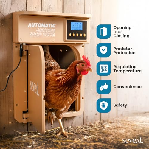Automatic Chicken Coop Door | Remote Control | 6W Battery Powered with 4×AA Batteries | Auto & Manual Modes | Timer Sensor | 180° Opening Angle (Light Brown) - color: Light Brown