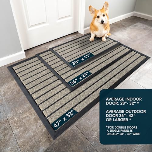 ubdyo Extra Durable Door Mat Outside Entrance (30" x 17", Bright Beige) | Dirt Trapping, Non-Slip Backing, Indoor or Outdoor Use, Welcome Mat, Low Profile, Natural Rubber, Stain Fade Resistant - color: Bright Beige, size: 30" x 17" (Rectangular)