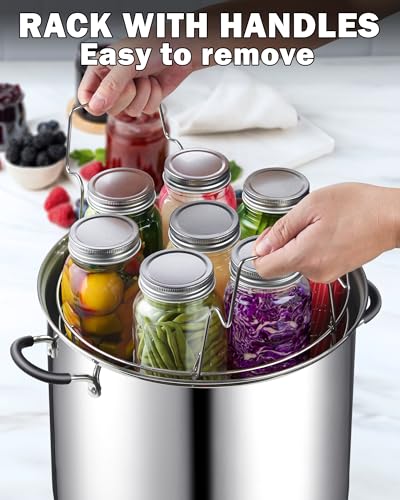 Cook N Home Stainless Steel Water Bath Canning Pot with rack and Lid, | 20 Quart Large Pots Steam Canner - Home Canning Pot for Preserving, Pickling & Jams, All Stovetops Compatible - size: 20 Quarts