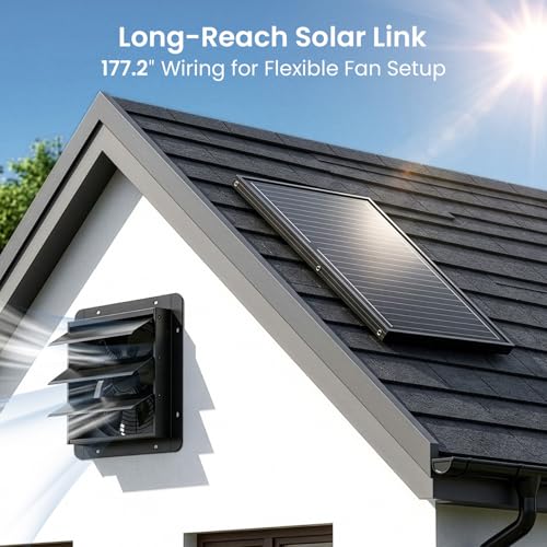 GROWNEER Solar Powered Exhaust Fan, 30W Solar Panel+10" High Speed Solar Powered Fans with Power Adapter, Waterproof Solar Fan with Bracket for Shed, Chicken Coop, Greenhouse, Attic - style: 10 Inch with Solar Panel