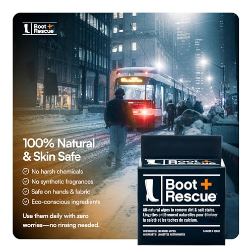 Boot Rescue All-Natural Cleaning Wipes. Remove Dirt & Damaging Salt Stains from Leather & Suede Shoes & Boots. Re-sealable Pack of 15 Wipes. | Revive your footwear instantly with eco-friendly, gentle wipes that preserve texture and restore color flawlessl