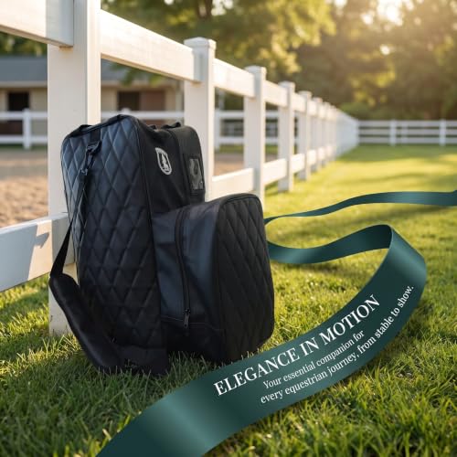 Thick PU Equestrian Storage Bag, Large Capacity Horse Riding Gear Organizer, Portable Travel Tote for Helmet, Boots, Gloves & Grooming Tools, for Barn, Trailer & Equestrian Events
