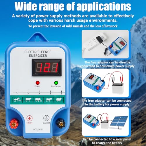 Electric Fence Charger for Livestock - 12 kV 3 Joules High-Power Electric Fence Energizer for Containing Pets Livestock and Preventing Wild Animals Intruding (7.08in)