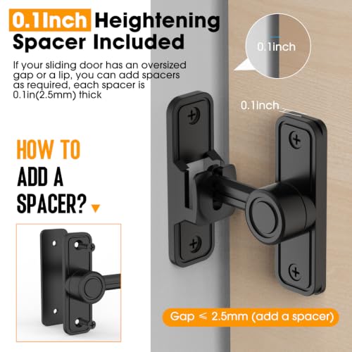 Sliding Barn Door Lock, 90 Degree Locks, 4 Pack-Black | Flip Gate Latches for Garden, Bathroom, Outdoor, Garage, Window, Barn Doors - color: 4 Pack Black