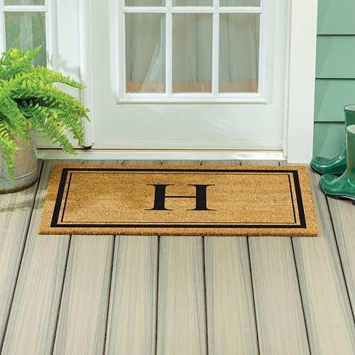 Evergreen Flag Monogram Large Coir Doormat, 36x24 Inches, Letter H - color: Letter H, size: 36 x 24 inches