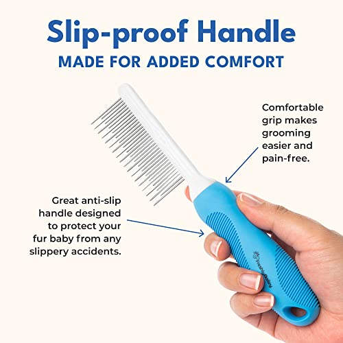 Grooming Comb for Long & Curly Hair in Dogs & Cats - Top Pet Detangler Brush - Removes & Prevents Matted Fur - Perfect for Goldendoodle, Poodle Mixes, and Cat Undercoat | Removes and helps prevent matted fur on goldendoodles, poodle mixes, and cat underco