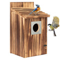 UUMENHA 2 Pack Bird Houses for Outside with Metal Predator Guard | Carbonized Wooden Nesting Boxes for Outdoor, Sturdy Bird House for Bluebird Wren Swallow Finch, ,Easy to Clean