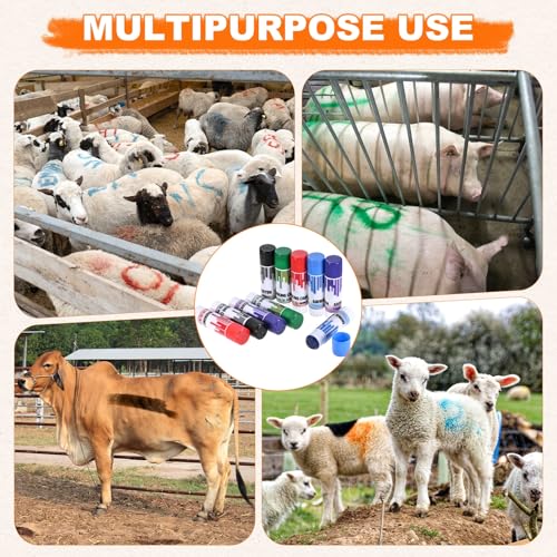 M METERXITY 5-Pack Livestock Marker, 11.6 Cm/4.6 Inches Medium Animal Crayons for Pig/Cattle/Cow/Sheep Supplies, Farming Livestock Marking Crayons [Red/Blue/Green/Purple/Black] - color: Red/Blue/Green/Purple/Black