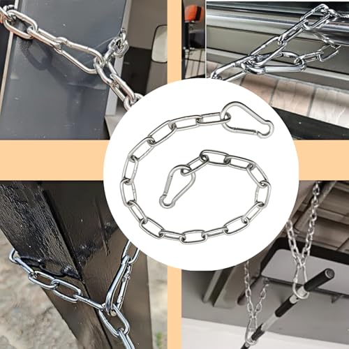 2Pcs Heavy Gate Chain Lock,Stainless Steel Chain with 4 Quick Locking Carabiner Clip Hooks for Livestock Horse Goat Cows Stall,Outdoor Fence Gate Chain Lock