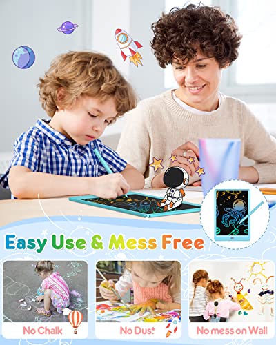 FLUESTON LCD Writing Tablet for Kids, 10 Inch Doodle Board, Colorful Drawing Pad for Toddler, Educational Travel Toy Gifts for 3-8 Year Old Girls Boys, Erase Lock Writing Board - color: Delightful Dolphin Blue, size: 11"W x 7.5"H