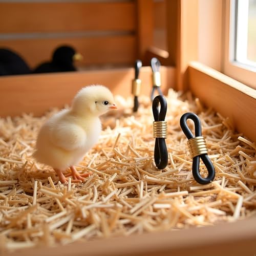 50 Pcs Black Baby Chick Splay Leg Hobble Chicken Leg Bands,Adjustable Chicken Hobble Braces for Spraddle Leg Repair Poultry Care Supplies,Bird Ducks Newly Hatched,Poultry Feeding and Watering Supplies