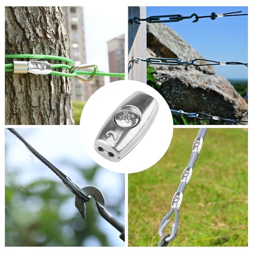 10 Pcs Electric Fence Wire Connectors, 2mm Rope Clamps | Zinc alloy egg shape wire rope clamps, 27 x 14.5 mm, for steel cable fence splicing, agricultural and animal enclosures