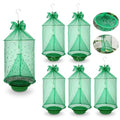 Reusable Outdoor Fly Trap Hanging Fly Catcher with Brush-6 Pack | Fly Cage Ranch Fly Traps with Bait Tray, Fly Control Killer Repellent Hunter Catcher for Barn Orchard Farm Horse Patio - size: 6 pack
