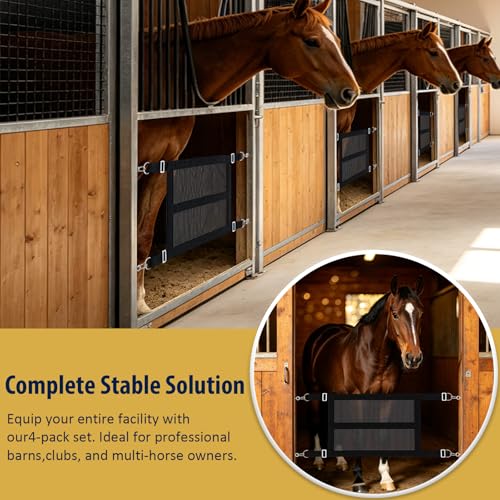 Zonon 4 Pack 29" x 20" Breathable Mesh Stall Guards for Horses | Small Stall Door Barrier with Adjustable Straps and Hardware, Mini Gate Guard for Pony, Foal, Barns and Stables