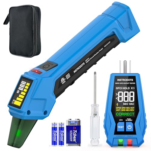 Circuit Breaker Finder & GFCI Outlet Tester for 90-135V AC Circuits | INSTRODOTS Breaker Finder Electrical Circuit Tracer with Color LCD Display & Buzzer Alarm, Includes Batteries & Carrying Case - size: Circuit Breaker Finder