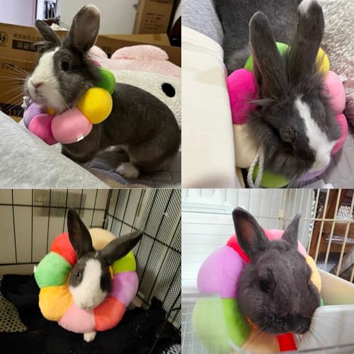 Rabbit Protection Cone Collar,Adjustable Soft Pet Recovery Collar for Rabbit/Chinchilla/Guinea Pigs/Kitten After Surgery Wound Healing,Elizabeth Neck Recovery E-Collar for Small Animals (S) - size: S
