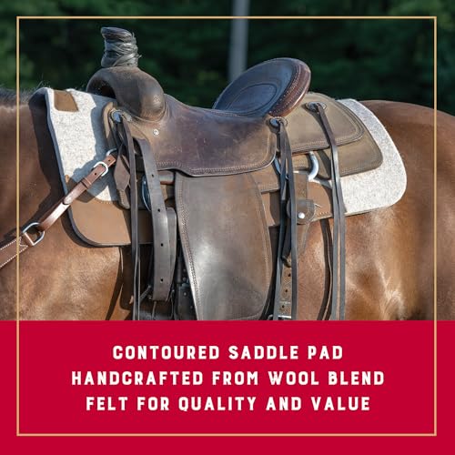 Weaver Equine 33" x 32" Contoured Wool Blend Felt Horse Saddle Pad, Shock Absorbing Western Saddle Pad for Protection, Durable Equine Supplies, ‎Tan - size: 33" L x 32" W - 3/4" Thick