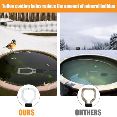 Kardeep 500W Bird Bath Heater, Cast Aluminum Submergible Stock Tank Heater De-icer Thermostatic Control Chicken Water Heater, Bird Bath Deicer for Winter Livestock