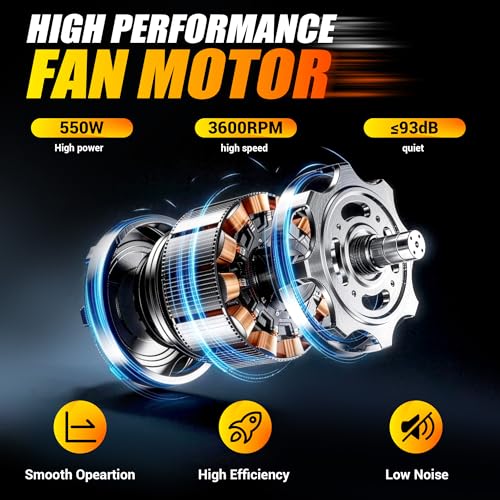 LDHTHOPI 12 Inch Blower Exhaust Fan, 3500CFM & 550W Portable Air Mover with 33ft Flexible Duct, Low-Noise Dust Extractor for Extraction and Ventilation, Yellow - color: Yellow-33