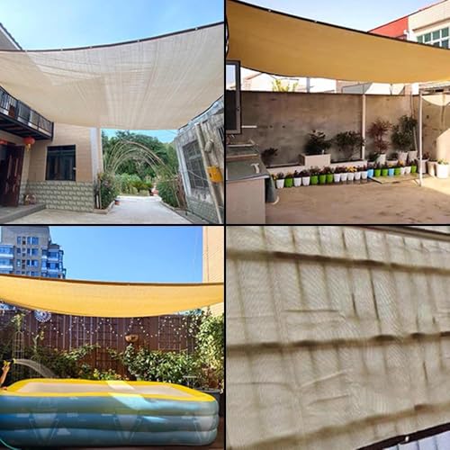 10x15 FT Shade Cloth, 90% UV Block, 200GSM HDPE Fabric | Breathable Beige Sun Shade Screen with Grommets for Patio, Pergola, Garden, Outdoor, Deck, Backyard & Carport - size: 10x15 FT