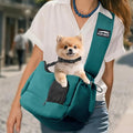 Dog Carrier Sling for Small Dogs & Cats Hand-Free Puppy Sling Purses with Storage Bag and Adjustable Shoulder Strap, Pet Sling Carrier Up to 8.8 Lbs (Blue) | Padded adjustable strap, safety tether, breathable mesh openings and two expandable pockets add c