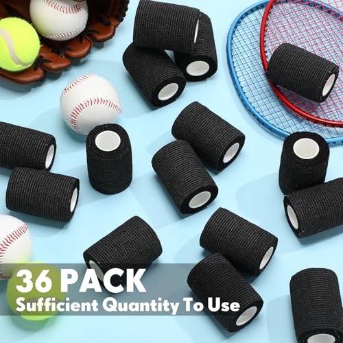Treela 36 Pcs Self Adherent Bandage 3" X 5 Yard Wrap Breathable | Cohesive Bandage Elastic Adhesive Tape for Stretch Athletic Sports Wrist Ankle - color: Black, size: 3" X 5 Yard