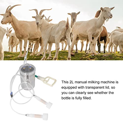 Manual Milking Machine 2000ml Effort Saving Control Stainless Steel Bottle Portable Milking Kit with Hand-Pulling Device for Milk Plant Farm Handhabungsbedarf Manual Sheep Milk Handling Supplies