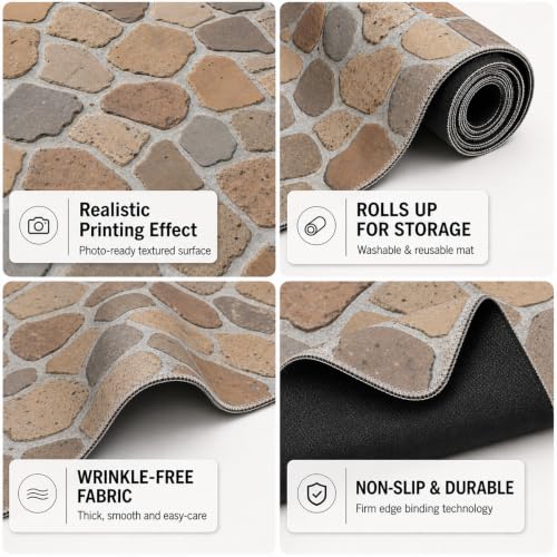 Kate Flagstone Photography Floor Mat, Rubber Studio Backdrop 8x5ft | Realistic Beige Cobblestone Walkway For Rustic Newborn, Kids, Pet, Portrait, Product And Outdoor-Themed Photo Shoots - color: Stone, size: 8x5ft