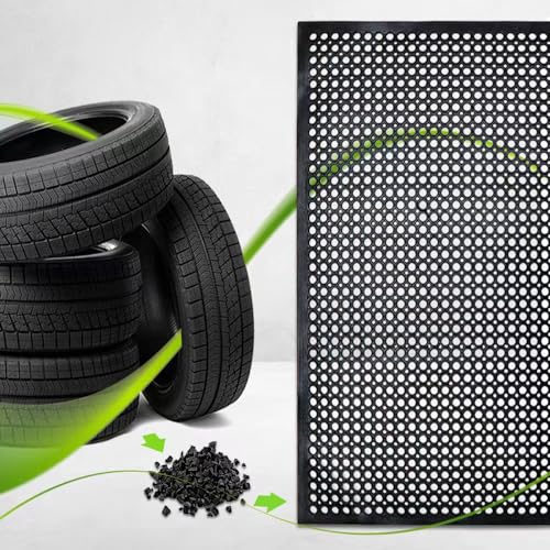 Anti-Fatigue Rubber Floor Mat - NANBOWANG Commercial Grade Grease Resistant Non-Slip Recycle Tyre Floor Mats for Restaurant Kitchen Bar Garden Outdoor Wet Area (40"X80") - size: 40"X80"